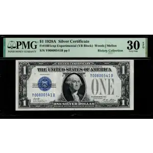 $1 1928-A blue seal. Small Silver Certificates 1601