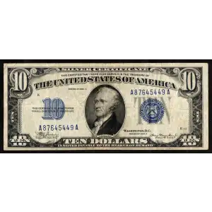 $10 1934-A blue seal. Small Silver Certificates 1702 (2)