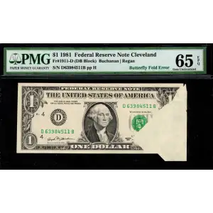 $1 1981 Green seal. Small Size $1 Federal Reserve Notes 1911-D