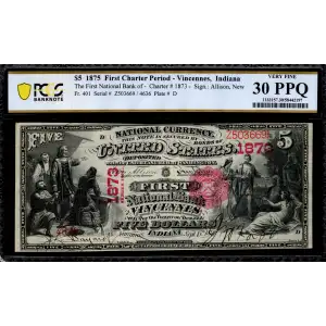 $5 1875 Red with scallops First Charter Period 401 (2)