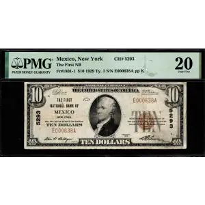 $10 1929 small brown seal. Small National Bank Notes 1801-1
