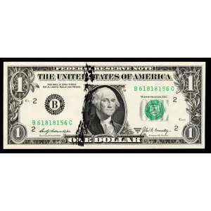 $1 1969-B. Green seal. Small Size $1 Federal Reserve Notes 1905-B