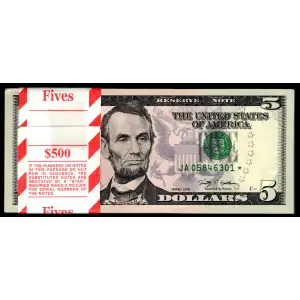$5 2009  Small Size $5 Federal Reserve Notes 1995-A*