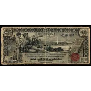 $1 1896 Small Red with rays Silver Certificates 225 (2)