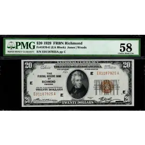 $20 1929 brown seal Small Federal Reserve Bank Notes 1870-E