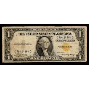 $1 1935-A yellow seal Emergency Notes Issued During WW2 2306