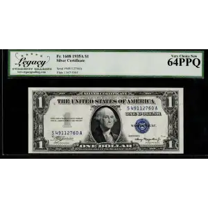 $1 1935-A blue seal. Small Silver Certificates 1608