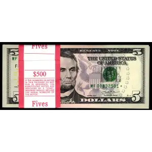 $5 2013  Small Size $5 Federal Reserve Notes 1996-F* (2)