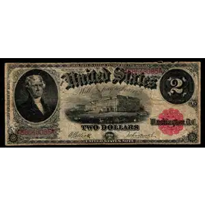 $2  Small Red, scalloped Legal Tender Issues 60m