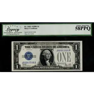 $1 1928-B blue seal. Small Silver Certificates 1602 (2)