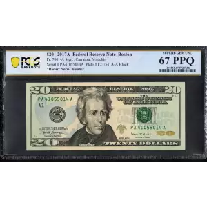 $20 2017-A FRN RADAR 375-22-573 HIGH GRADE PCGS Superb Gem 68PPQ (2)