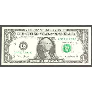 $1 2001 Green seal. Small Size $1 Federal Reserve Notes 1926-C