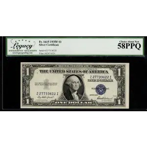 $1 1935-F blue seal. Small Silver Certificates 1615 (2)