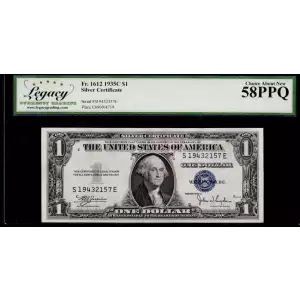 $1 1935-C blue seal. Small Silver Certificates 1612