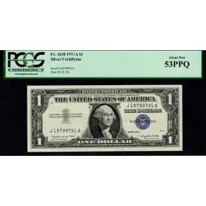 $1 1957-A blue seal. Small Silver Certificates 1620