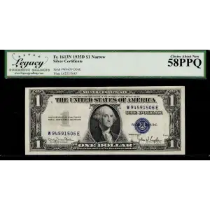 $1 1935-D blue seal. Small Silver Certificates 1613N (2)