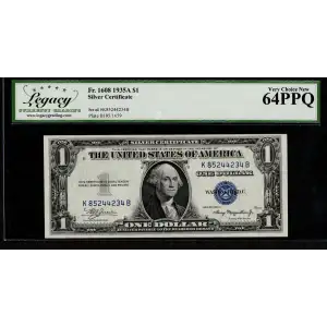 $1 1935-A blue seal. Small Silver Certificates 1608