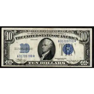 $10 1934 blue seal. Small Silver Certificates 1701 (2)