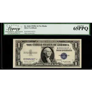 $1 1935-G blue seal. Small Silver Certificates 1616