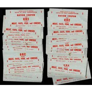Pack of 100: WWII Food Ration Coupons 1 Point Meat, Fats, Fish, Cheeses