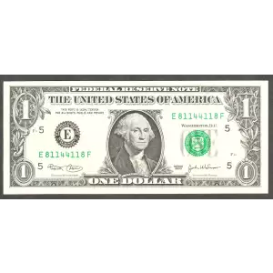 $1 2006 Green seal. Small Size $1 Federal Reserve Notes 1933-E