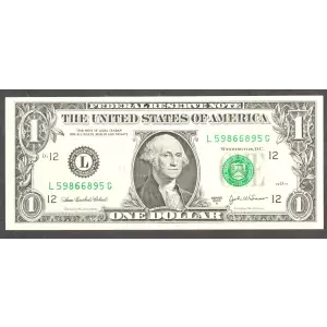 $1 2003-A. Green seal. Small Size $1 Federal Reserve Notes 1931-L