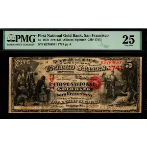 1870 Red Treasury Seal First National Gold Bank 1136