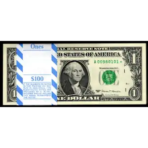 $1 2017A Green seal. Small Size $1 Federal Reserve Notes 3006A*