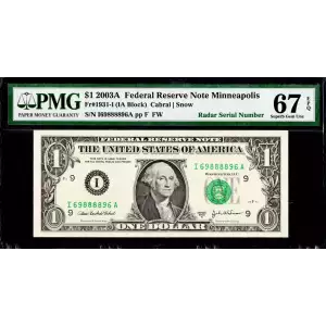 $1 2003-A. Green seal. Small Size $1 Federal Reserve Notes 1931-I