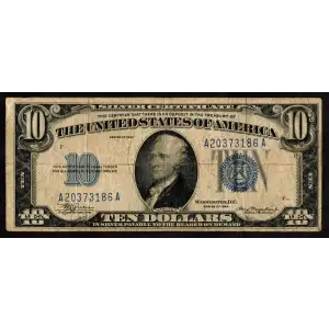 $10 1934 blue seal. Small Silver Certificates 1701
