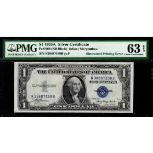 $1 1935-A blue seal. Small Silver Certificates 1608