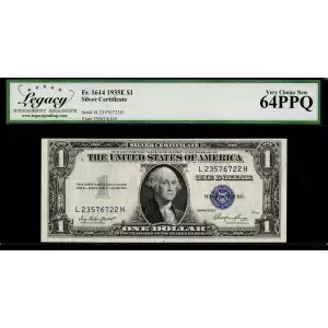 $1 1935-E blue seal. Small Silver Certificates 1614 (2)