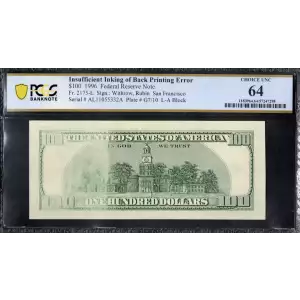 $100 1996  Small Size $100 Federal Reserve Notes 2175-L (2)