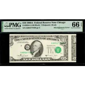$10 1988-A. Treasury seal. Small Size $10 Federal Reserve Notes 2028-G