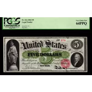 $5 Series 2-59 at upper left Type 1 Legal Tender Issues 61a