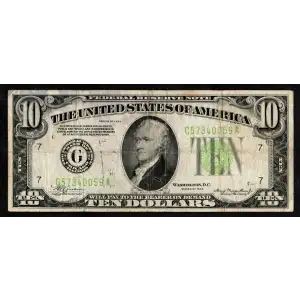 $10 1934 Exists with both light and dark Green seals Small Size $10 Federal Reserve Notes 2004-G (2)
