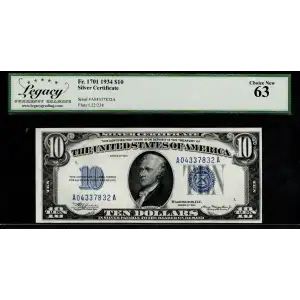 $10 1934 blue seal. Small Silver Certificates 1701