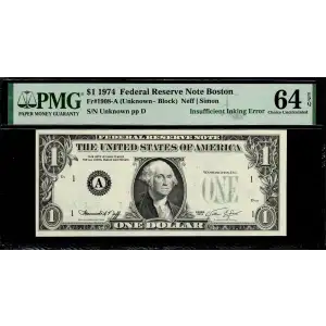 $1 1974 Green seal. Small Size $1 Federal Reserve Notes 1908-A