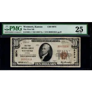 $10 1929 small brown seal. Small National Bank Notes 1801-1