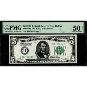 $5 1928 Green seal Small Size $5 Federal Reserve Notes 1950-K (2)