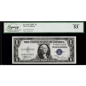 $1 1935-C blue seal. Small Silver Certificates 1612