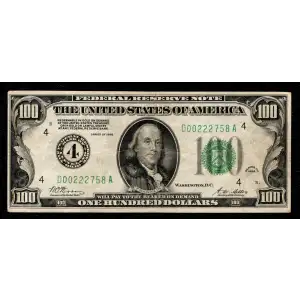 $100 1928  Small Size $100 Federal Reserve Notes 2150-D