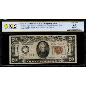 $20 1934 brown seal Emergency Notes Issued During WW2 2304