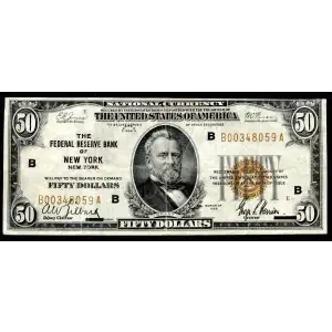 $50 1929 brown seal Small Federal Reserve Bank Notes 1880-B
