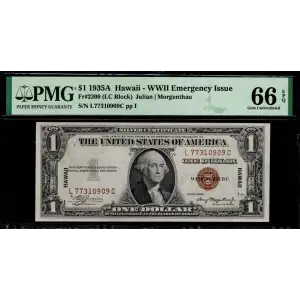 $1 1935-A brown seal Emergency Notes Issued During WW2 2300