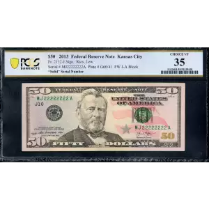 $50 2013 blue-Green seal. Small Size $50 Federal Reserve Notes 2132-J (2)