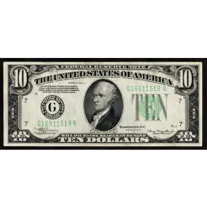 $10 1934 blue-Green seal. Small Size $10 Federal Reserve Notes 2005-G (2)