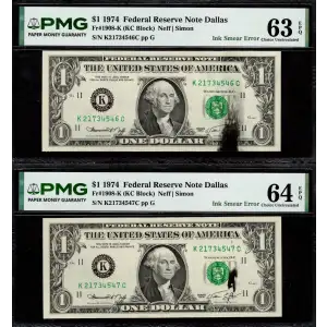 1974 $1 K21734546C +K21734547C PMG 64 EPQ