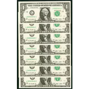 $1 2009 Green seal. Small Size $1 Federal Reserve Notes 1934-L