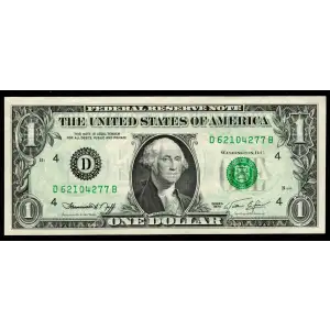 $1 1974 Green seal. Small Size $1 Federal Reserve Notes 1908-D